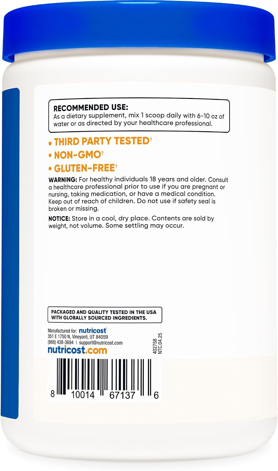 Nutricost L-Proline Powder 250g – 2,000mg Per Serving, Non-GM - görsel 4