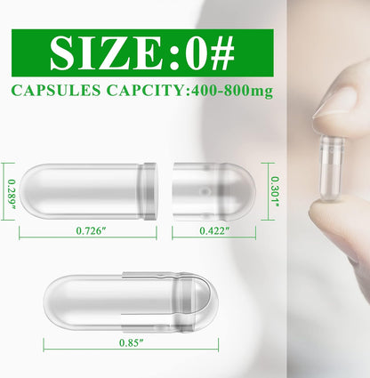 wananfu Size 0 Empty Capsules Vegetarian (1000 Count) Bundle with Micro Lab Spoon