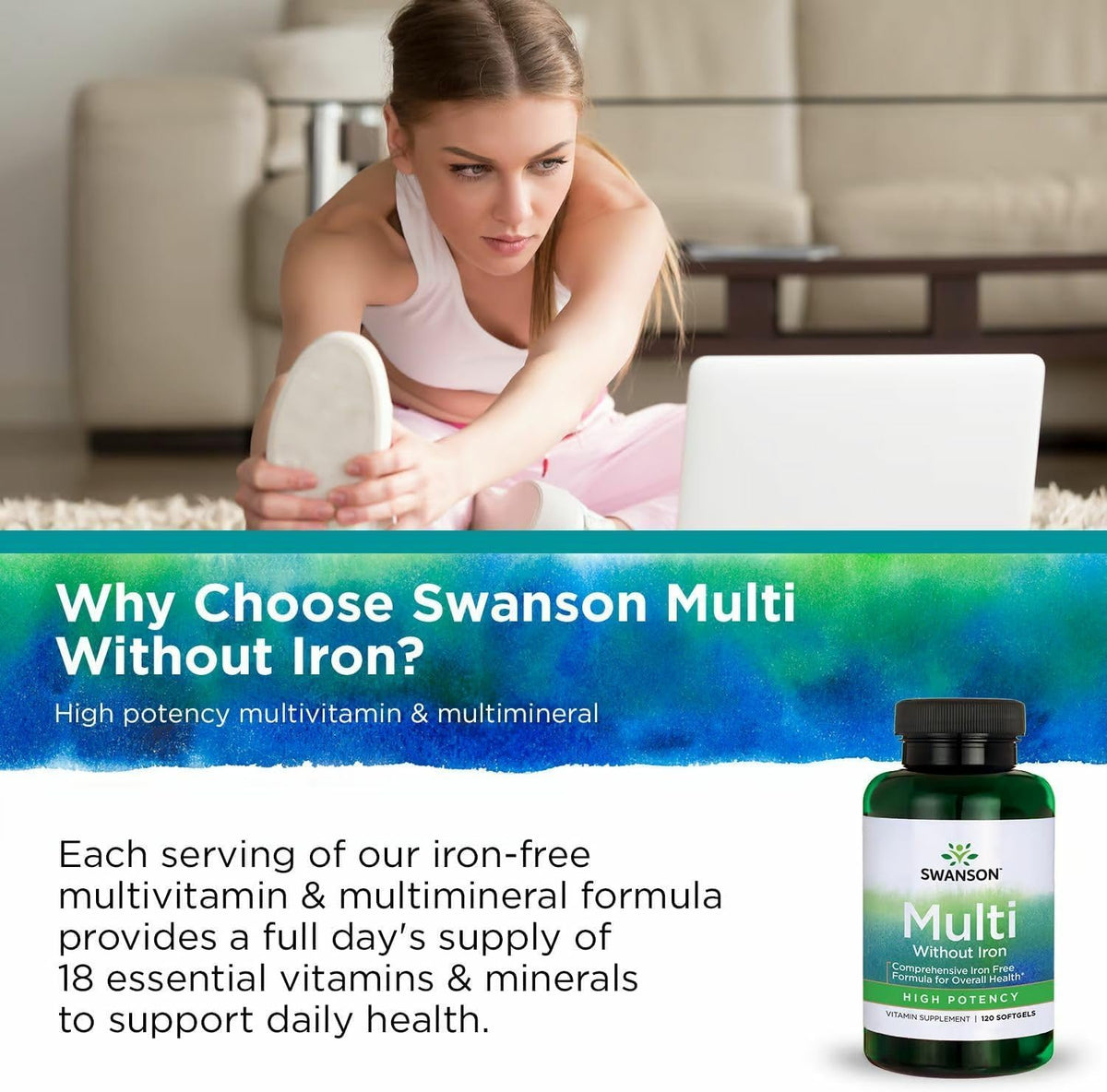 Swanson Multi Without Iron Daily Multivitamin - Complete Mineral and Vitamin Formula (120 Softgels, 2 Pack) - görsel 6