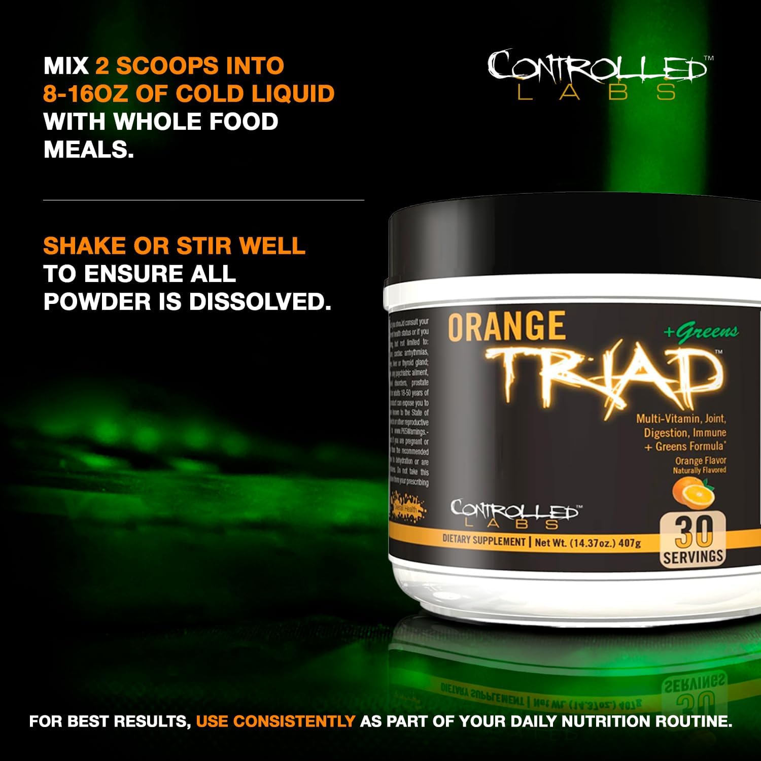 Controlled Labs Orange Triad Plus Greens - Multivitamin and Greens Powder, 30 Servings - görsel 5