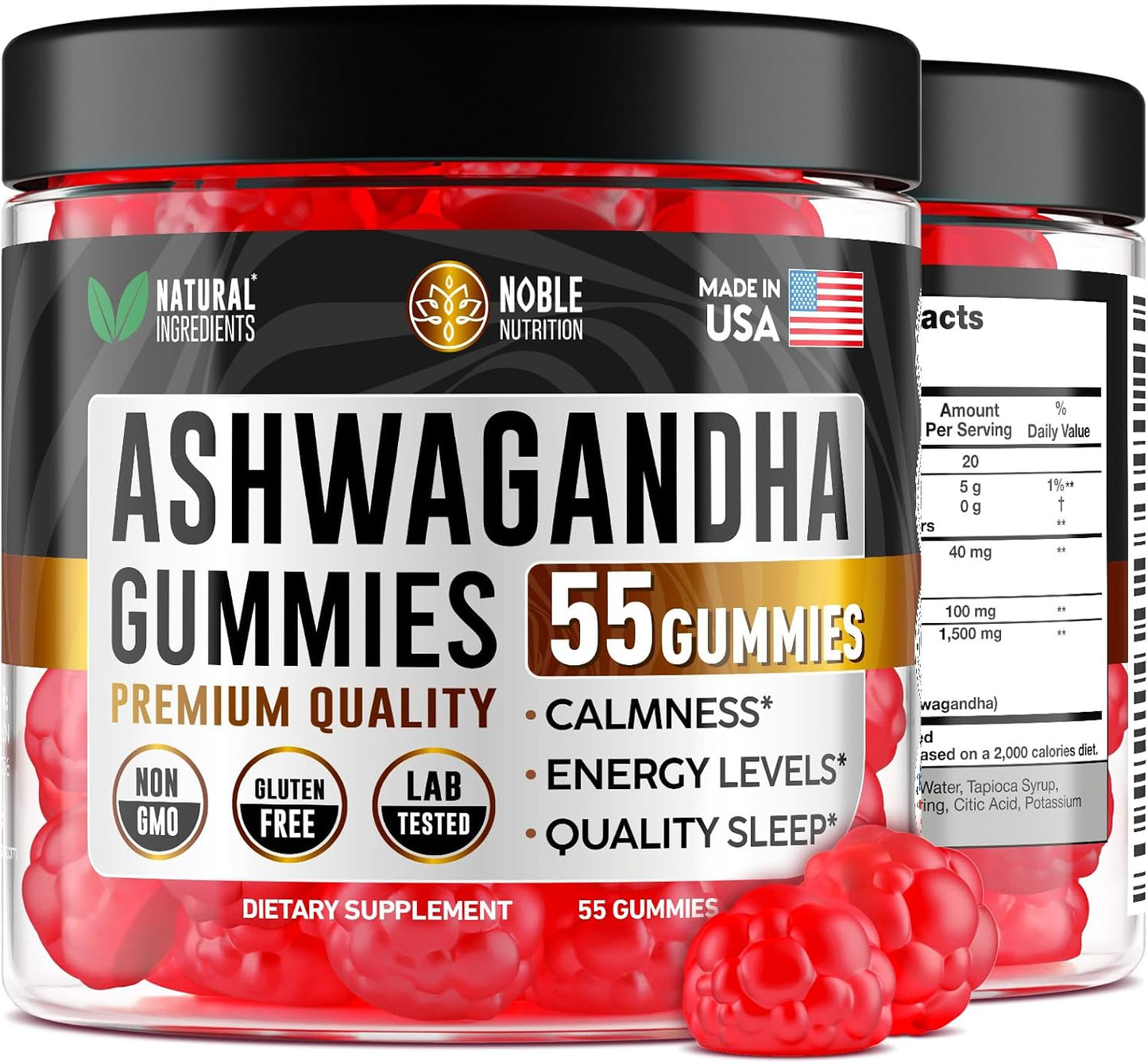 Ashwagandha Gummies - Pure Root Extract 1500 mg with 5-HTP & L-Tyrosine - 55 Gummies - görsel 1