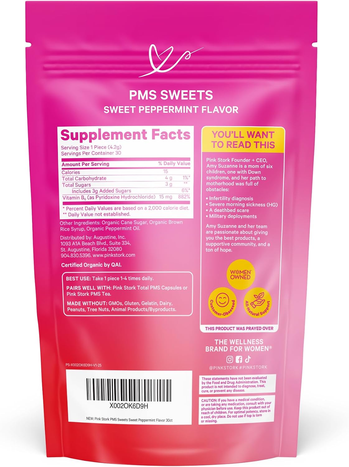 Pink Stork Organic PMS Support Sweets for Teens and Women - Natural Vitamin B6 & Peppermint - Period Comfort, Digestion, Bloating, Mood Swings - 30 Drops - görsel 9