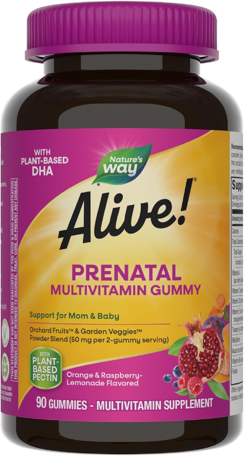 Nature's Way Alive! Gummy Prenatal Vitamins, 90 Gummies – Plant-Based DHA, Vegetarian, Gluten-free - görsel 1