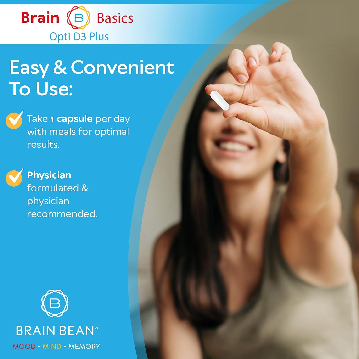 Brain Basic Opti D3 Plus - Vitamin D3 5000 IU with K1, K2, and Magnesium - görsel 7