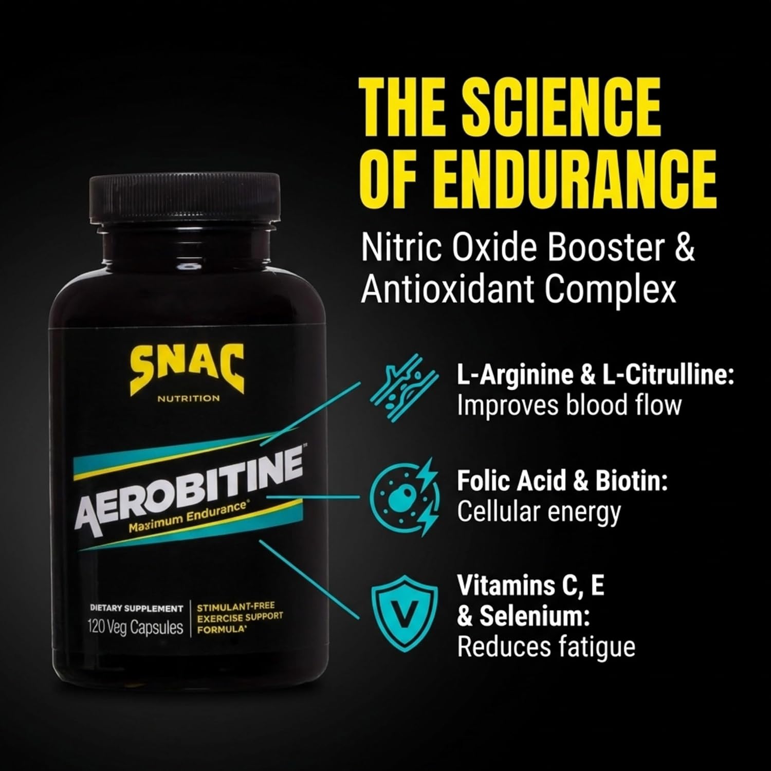 SNAC Aerobitine - Pre-Workout Supplement for Max Endurance, 120 Veggie Caps - görsel 3