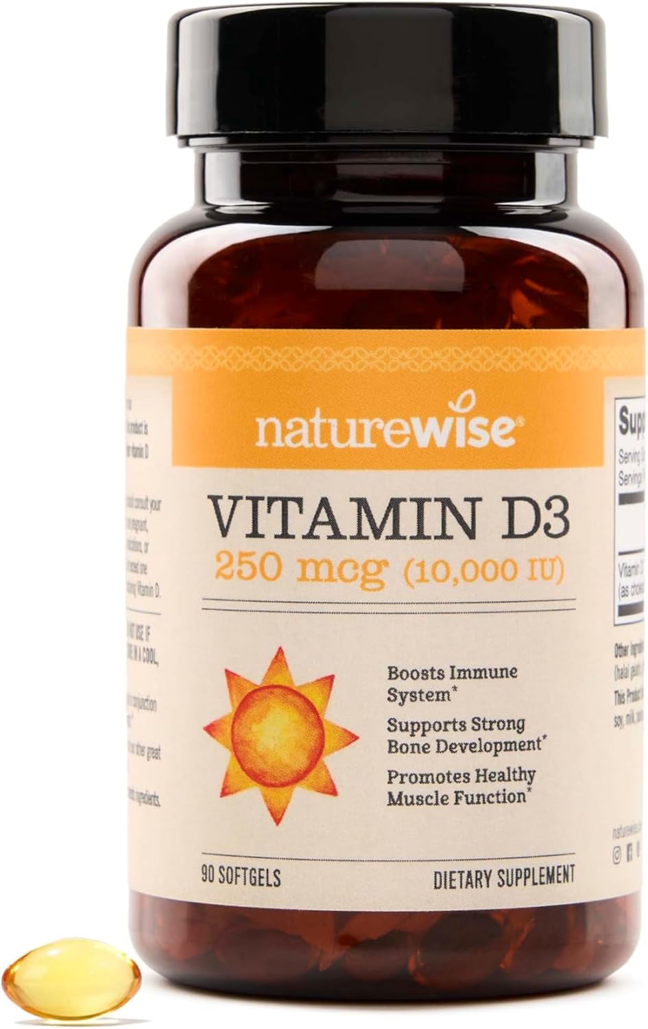 NatureWise Vitamin D3 10,000 IU (250 µg) - 90 Mini Soft gel capsules - görsel 1