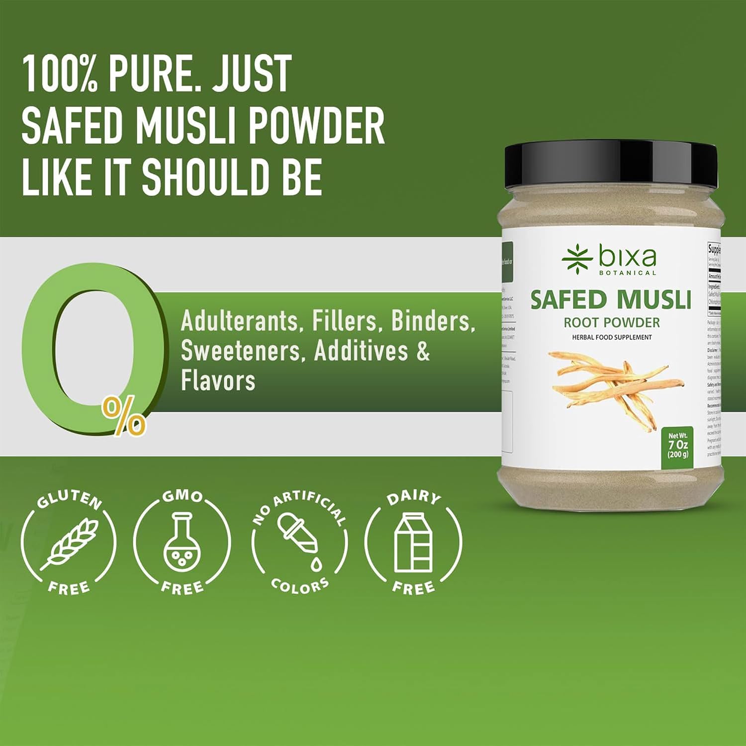 bixa BOTANICAL Safed Musli Powder - Chlorophytum Borivilianum - Ayurvedic Root for Strength and Vitality - Vegan, Non-GMO, Clean Label - 7 oz (200 g) - görsel 2