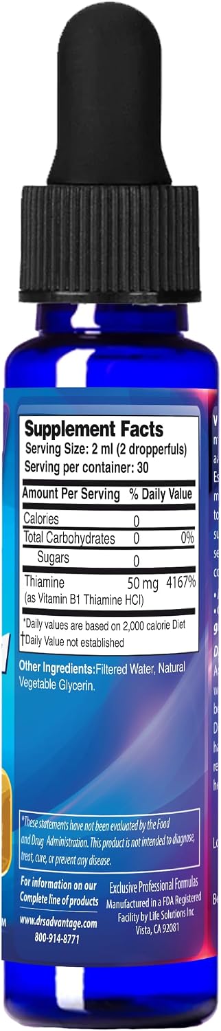 Dr's Advantage Liquid Vitamin B1 Dropper 60ml - Thiamine B1 Supplement for Energy and Nervous System Support - görsel 3