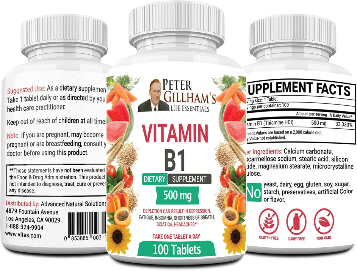 Peter's Choice Thiamine (Vitamin B1) 500mg Tablets, 100 Tablets - görsel 1
