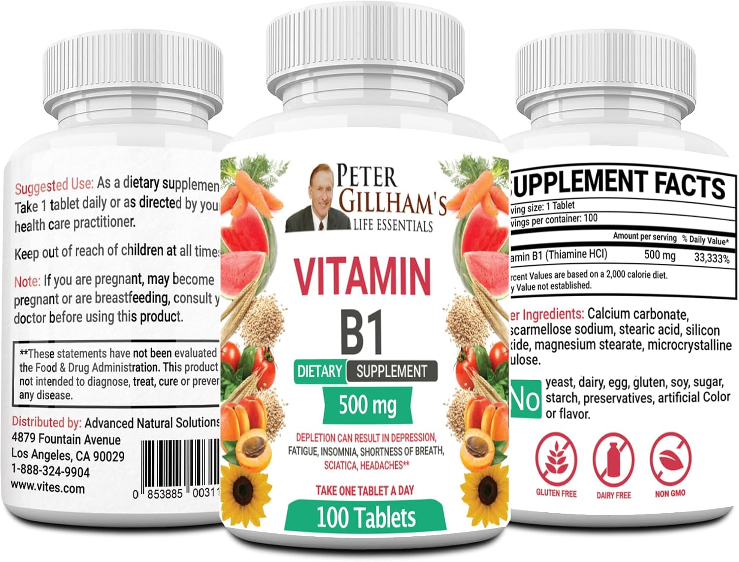 Peter's Choice Thiamine (Vitamin B1) 500mg Tablets, 100 Tablets - görsel 1
