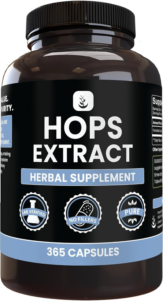 Pure Original Ingredients Hops Extract (365 Capsules) - No Fillers, Lab Verified