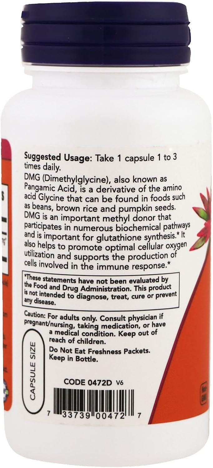 NOW Foods DMG 125mg, 100 Capsules - görsel 3