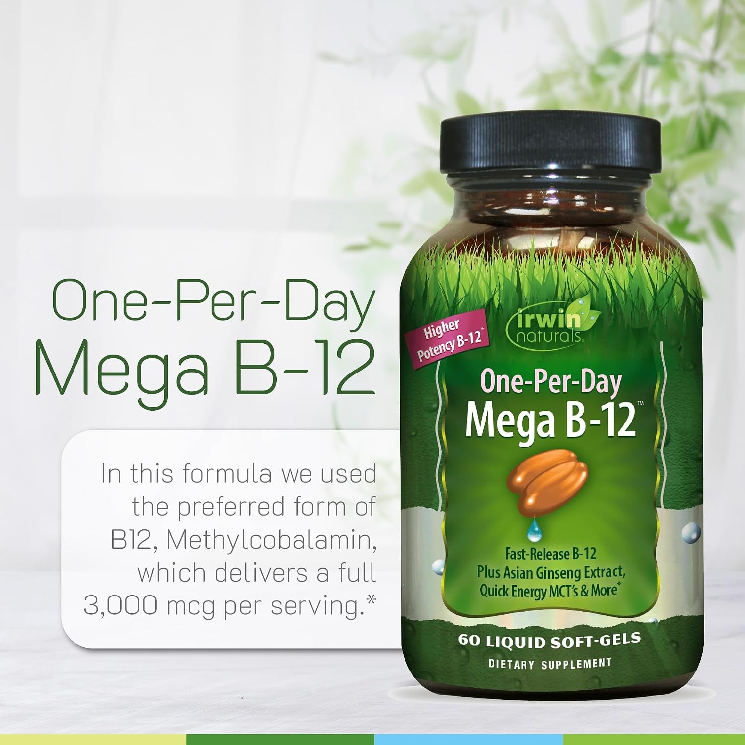 Irwin Naturals Mega B-12 1500 mcg Methylcobalamin - 120 Liquid Softgels (2-Pack) - görsel 5