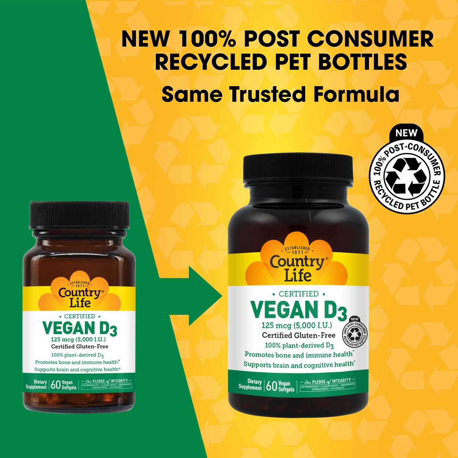 Country Life Vegan D3 5000 IU – Plant-Derived Vitamin D3 from Lichen – 60 Softgels - görsel 3