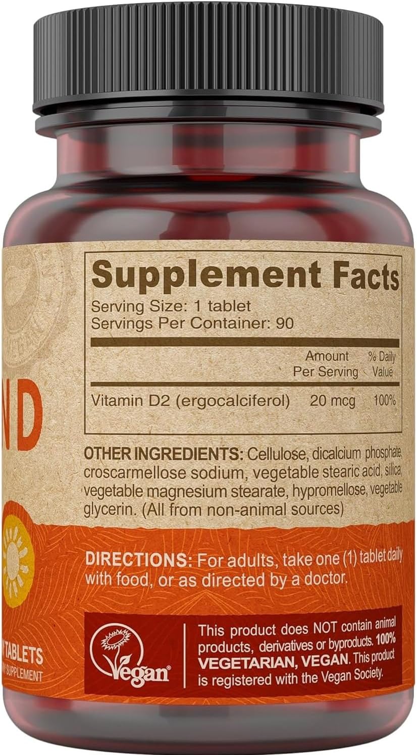 Deva Vegan Vitamin D2 800 IU, 90 Fast-Dissolving Tablets - görsel 4