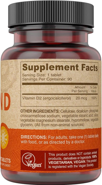 Deva Vegan Vitamin D2 800 IU, 90 Fast-Dissolving Tablets