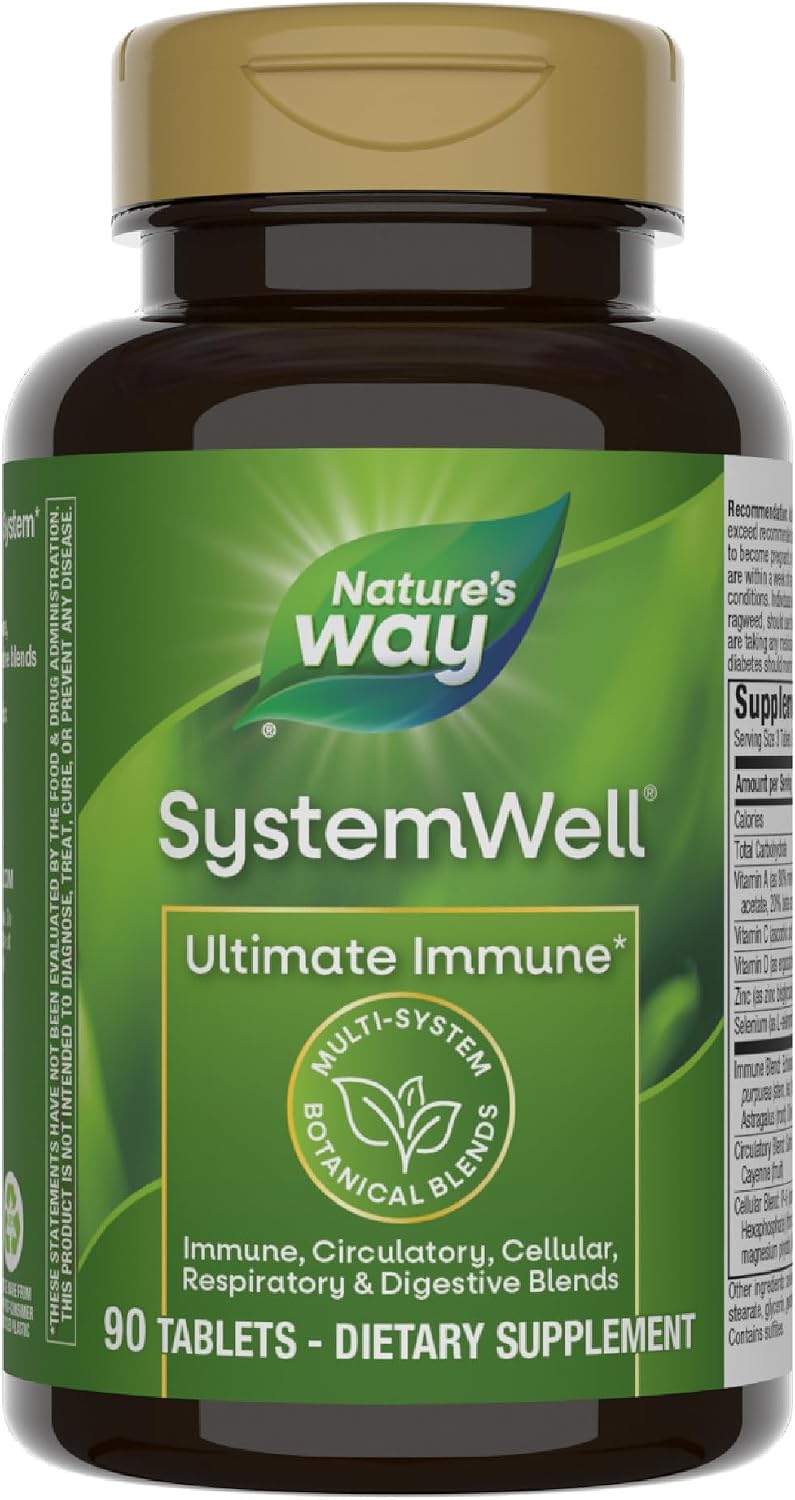 Nature's Way SystemWell Ultimate Immune - Multi-System Immune Support with Vitamins C, A, D, Zinc & Selenium, 90 Tablets - görsel 1