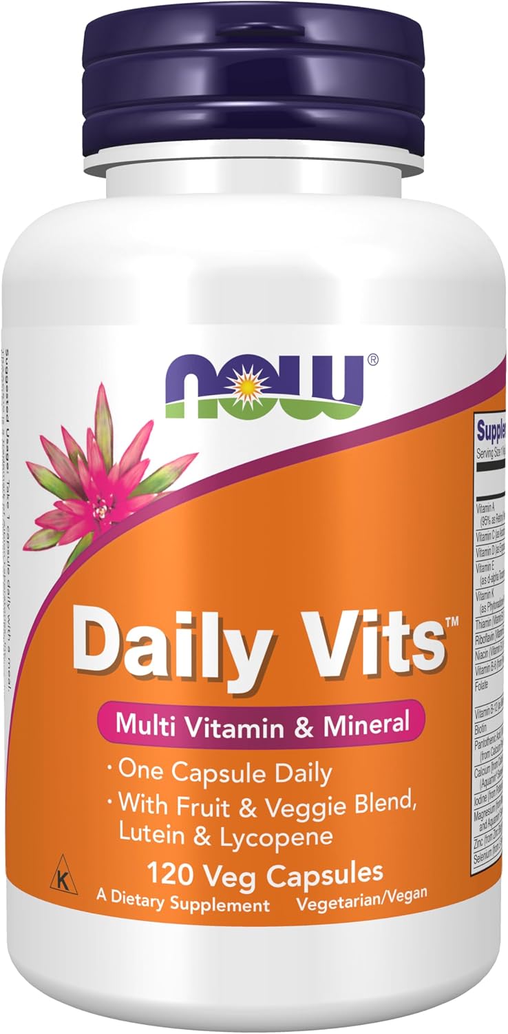 NOW Foods Daily Vits with Fruit & Veggie Blend, Lutein and Lycopene - 120 Veg Capsules - görsel 1