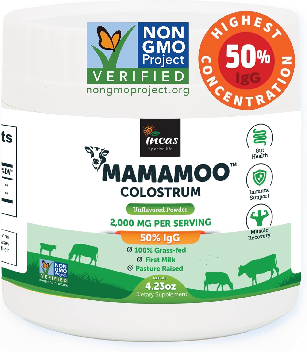 MamaMoo™ Colostrum Powder - Grass Fed, Non-GMO, 60 Servings (Unflavoured) - görsel 1