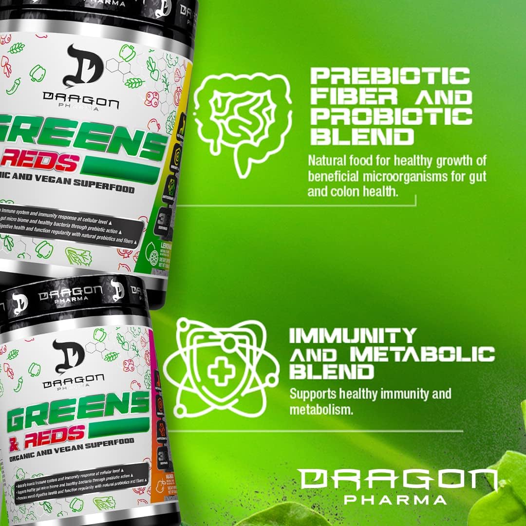 DRAGON PHARMA Greens and Reds Superfood Powder, 30 Servings (Original) - görsel 6