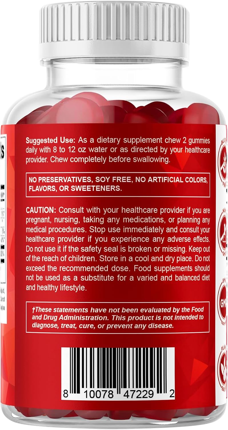 Vitamatic Extra Strength Vitamin B12 5000 mcg (Methyl B12) Gummies – Natural Cherry Flavour – 120 Count - görsel 9