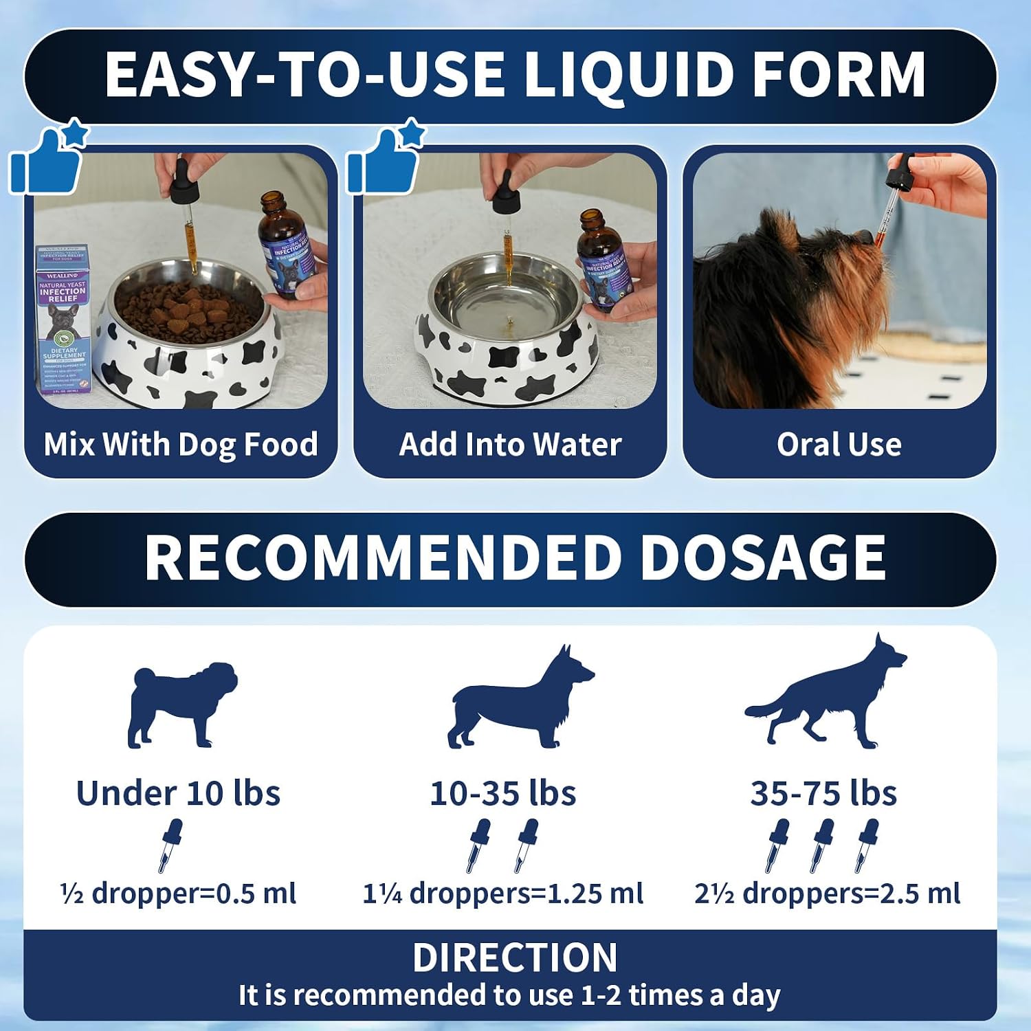 WEALLIN Natural Yeast Infection Treatment for Dogs - Probiotic-Powered Drops with 8-Herbal Blend, Bacon-Flavoured Oral Supplement for Skin, Ears, and Allergy Relief - görsel 5