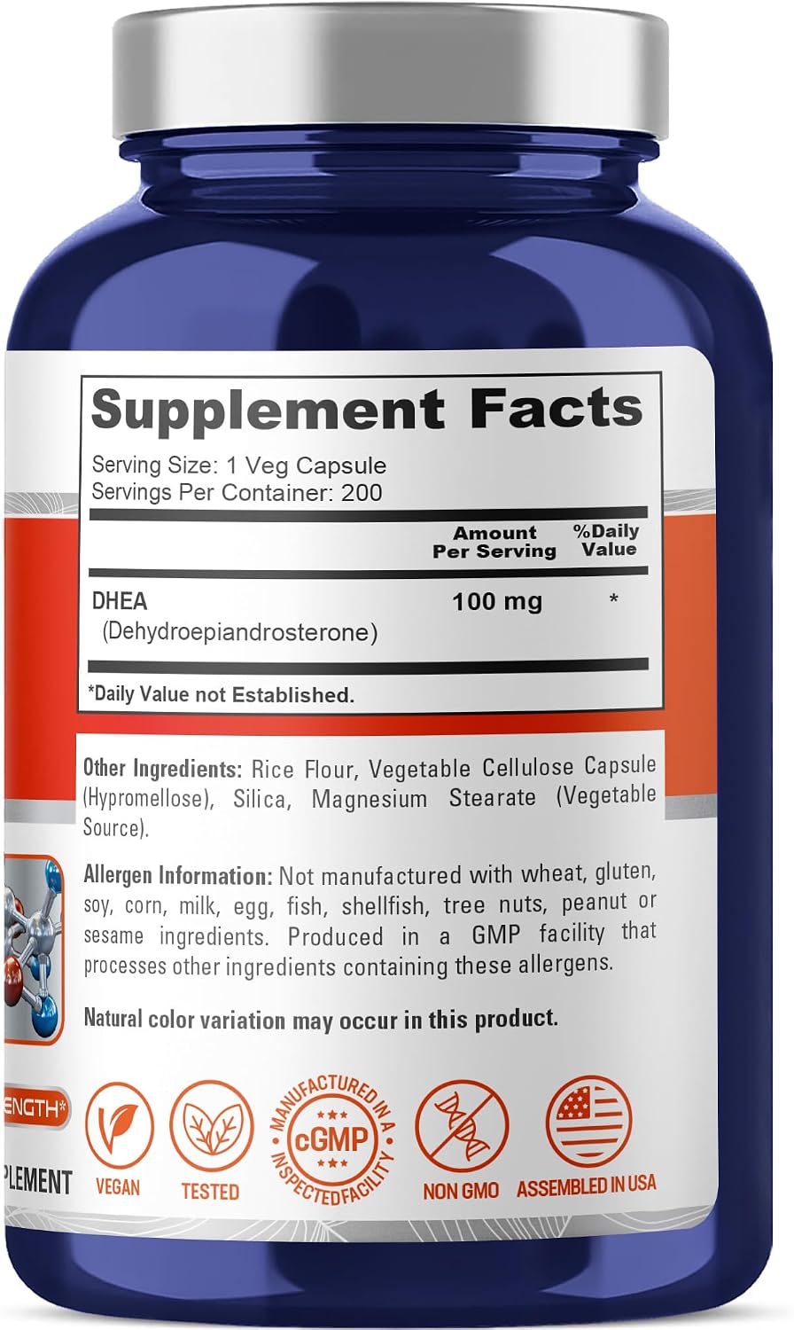 NusaPure DHEA 100mg 200 Vegetarian Capsules (Vegetarian, Non-GMO) - görsel 2