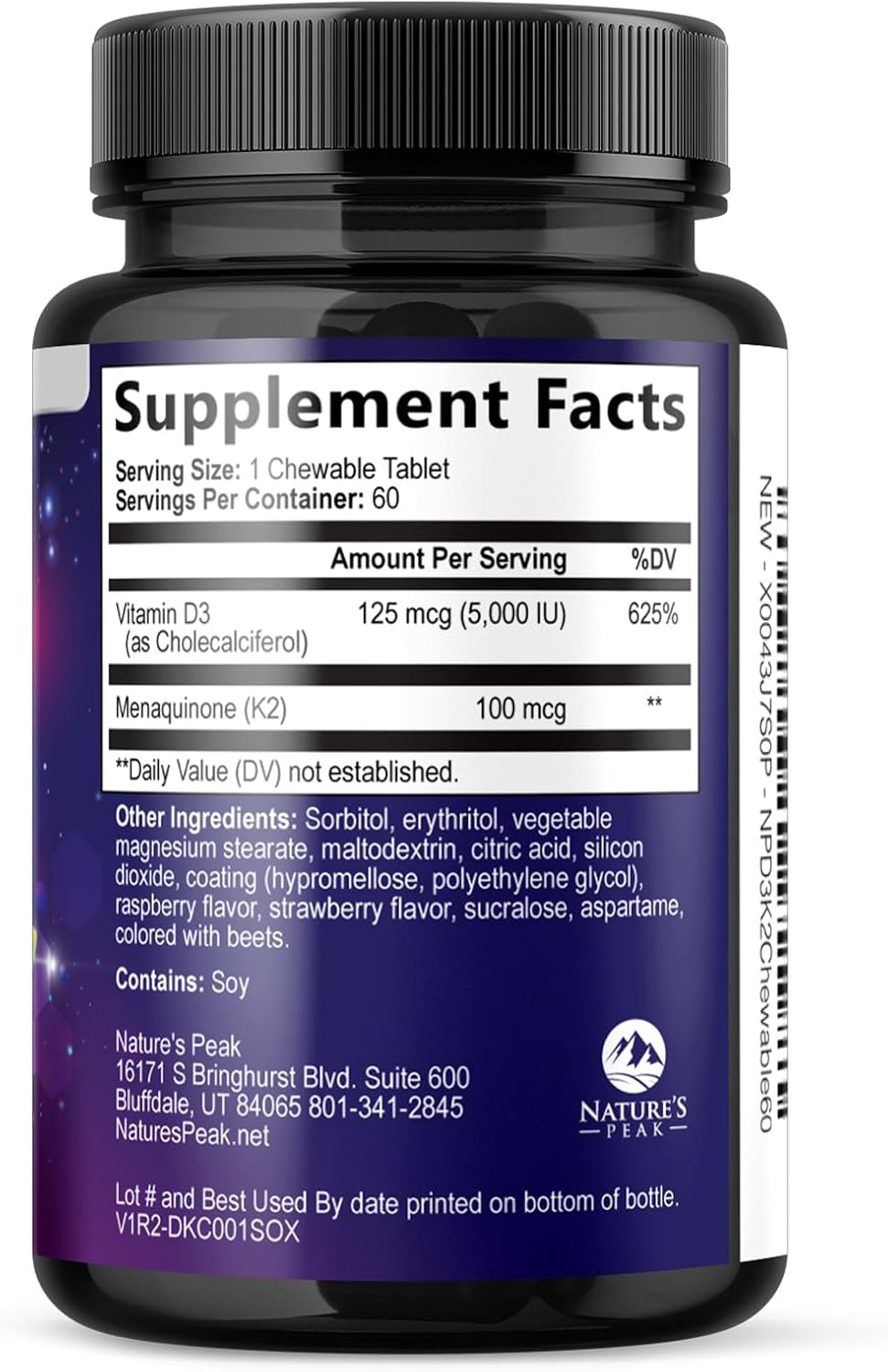 Vitamin D3 K2 5000 IU & 100 mcg MK-7 Berry Chew - 60 Chewable Tablets - görsel 9