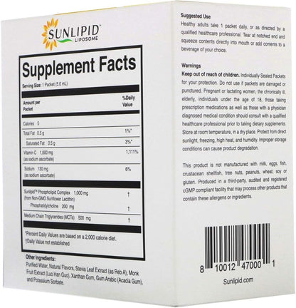 SunLipid Liposomal Vitamin C with MCT Oil – 30 Sachets, 5 ml Each