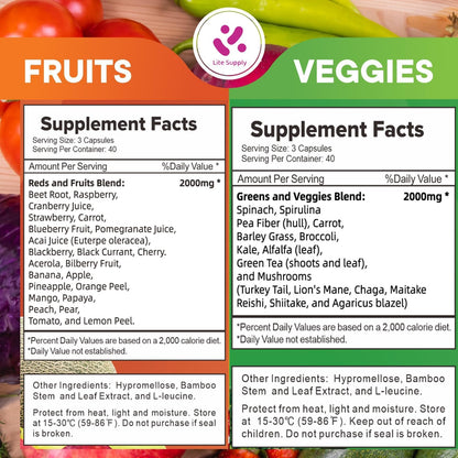 Lite Supply Fruits and Veggies Food Supplement – 240 Capsules