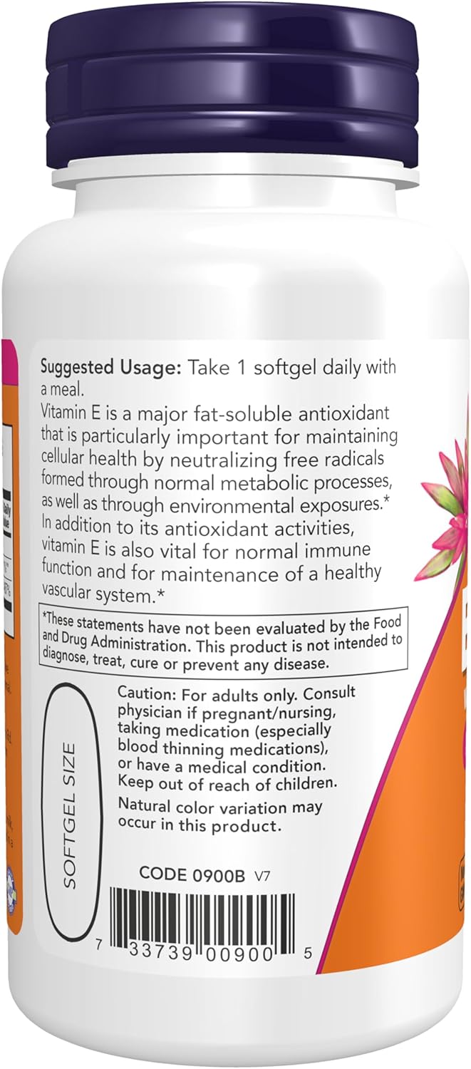 NOW Foods Vitamin E 1,000 IU Mixed Tocopherols - 50 Softgels - görsel 3