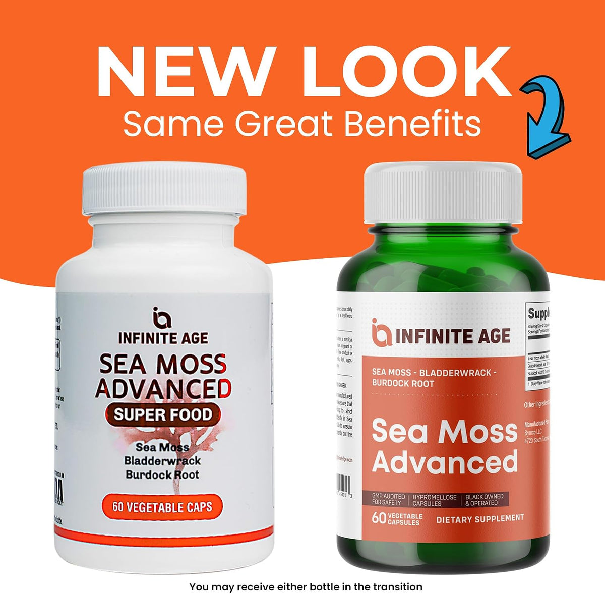 INFINITE AGE 3-Pack of 1250 mg Sea Moss Advanced Superfood Capsules, 180 Capsules - görsel 4