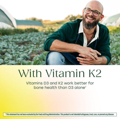 MegaFood Vitamin D3 5000 IU (125 mcg) with Vitamin K2 - 120 Mini Capsules