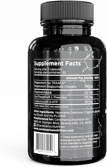 Sleep and Mood Formula with L-Theanine, 5-HTP, PharmaGABA + More for Sleep and Enhanced Mood & Stress Levels (60 Count)