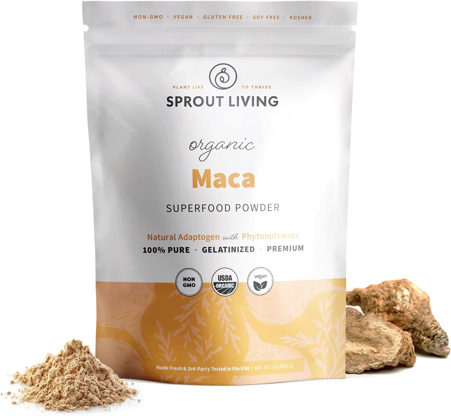 Sprout Living Organic Gelatinised Maca Root Powder, Superfood, Adaptogen, 454 g - görsel 1