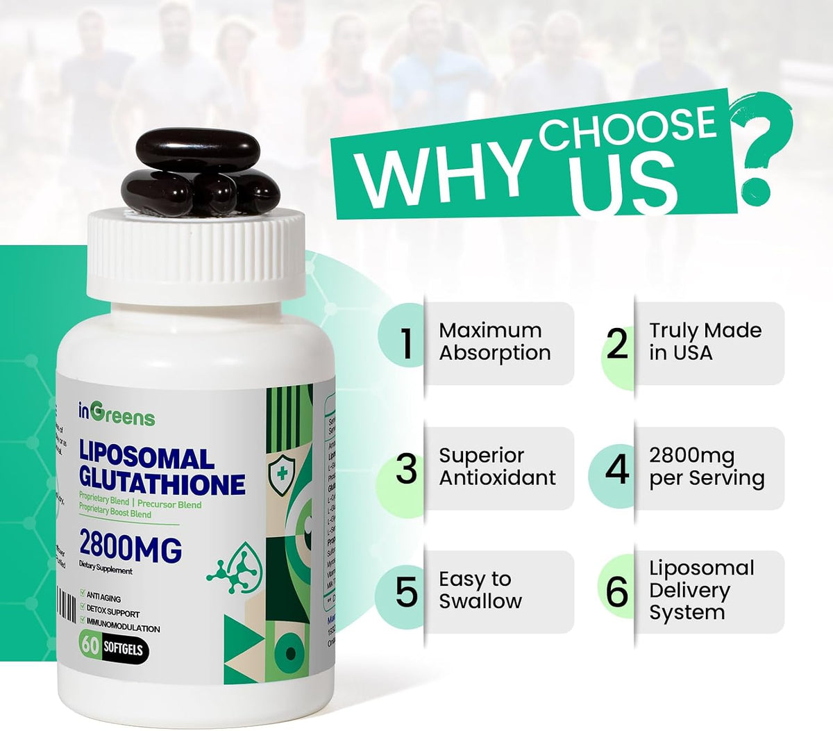 inGreens 2800 mg Liposomal Glutathione Food Supplement - görsel 6