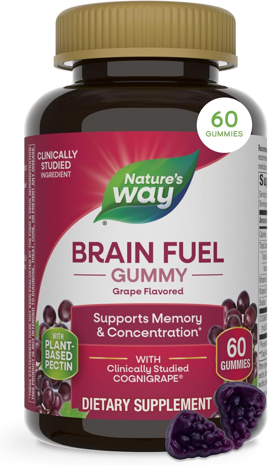 Nature's Way Brain Fuel Gummies – Cognitive Support with COGNIGRAPE and Vitamins B6 & B12 (60 Gummies) - görsel 1