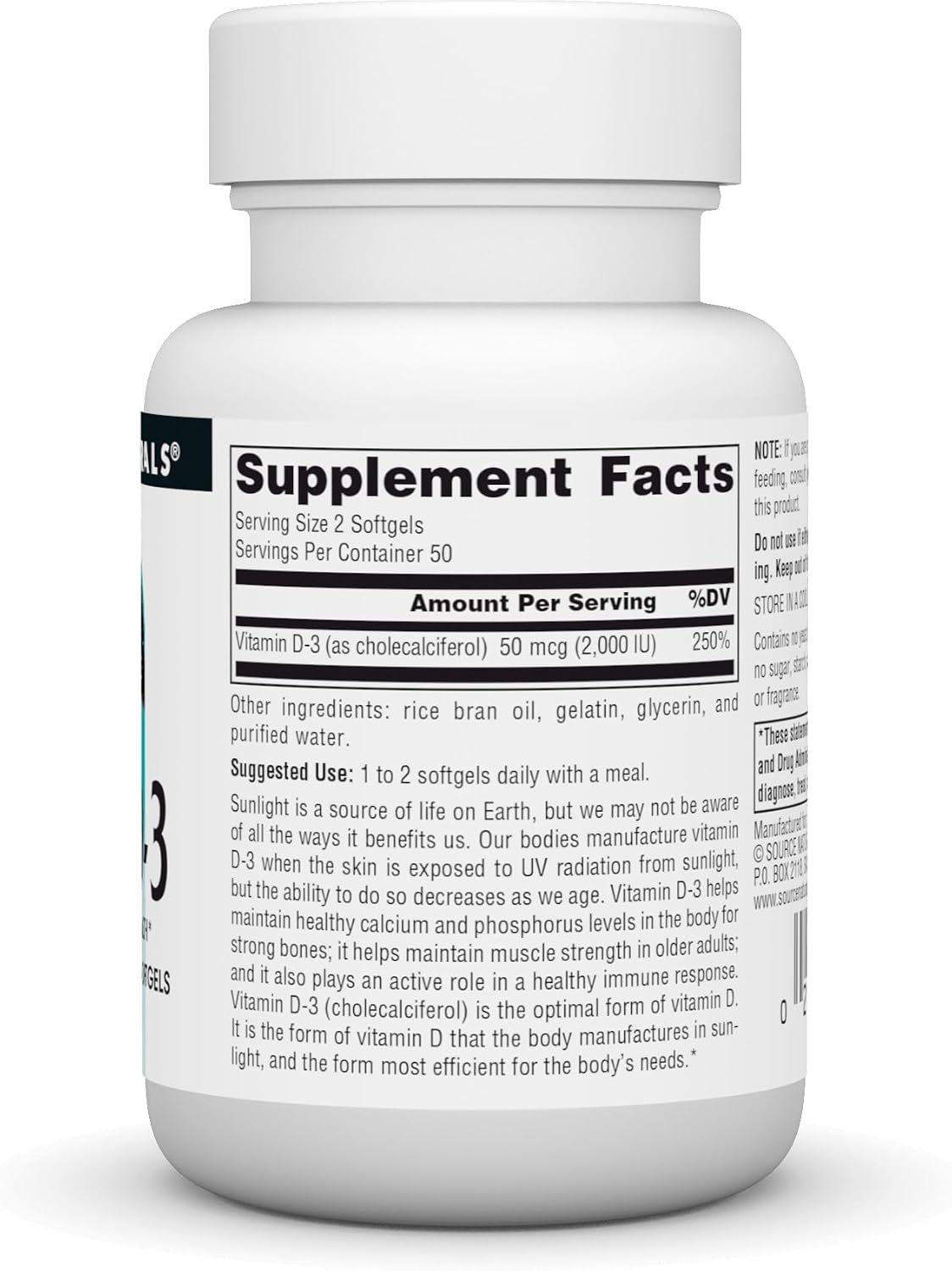 Source Naturals Vitamin D-3 1000 IU – 100 Softgels - görsel 2