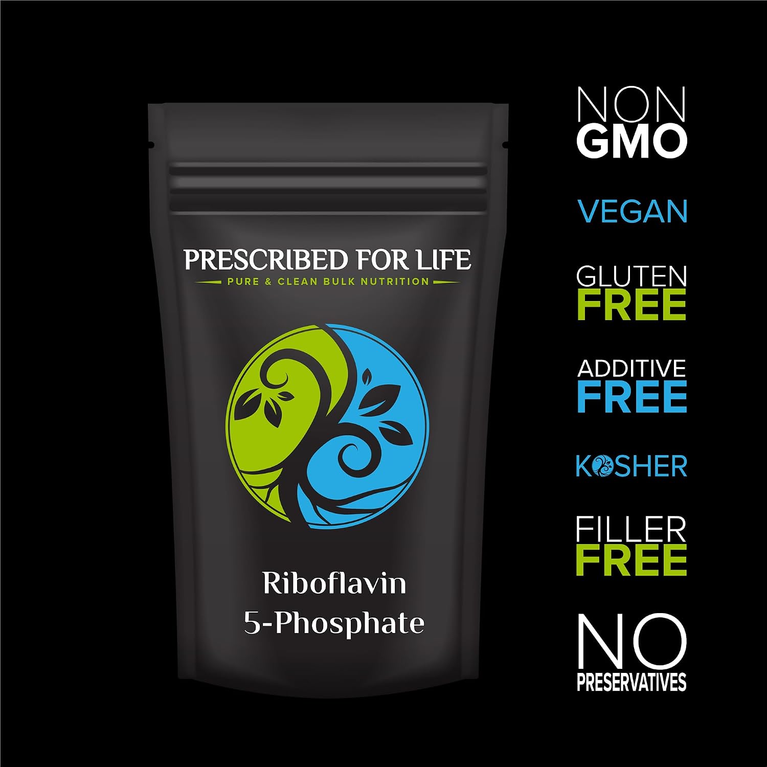 Prescribed For Life Riboflavin 5'-Phosphate Powder, Vegan Vitamin B2 Supplement, Gluten-Free, Non-GMO, Soya-Free, Kosher, Natural Vitamins for Hair, Skin and Nails (10kg) - görsel 3