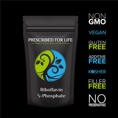 Prescribed For Life Riboflavin 5'-Phosphate Powder, Vegan Vitamin B2 Supplement, Gluten-Free, Non-GMO, Soya-Free, Kosher, Natural Vitamins for Hair, Skin and Nails (10kg)