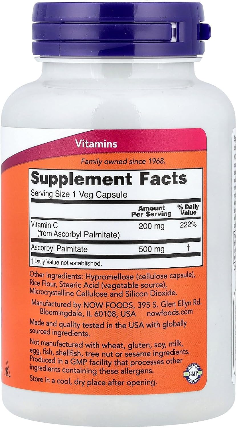 Now Foods, Ascorbyl Palmitate 500 mg, 100 Veg Capsules - görsel 2