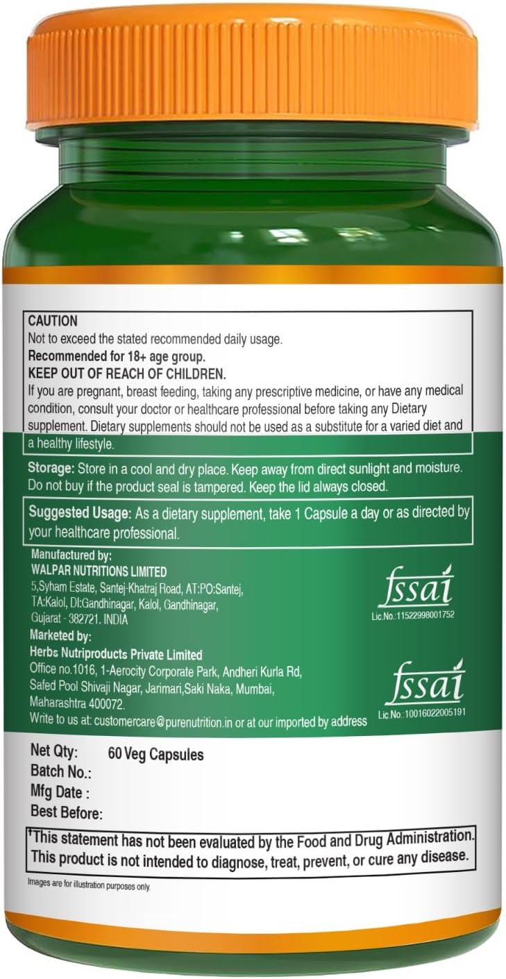 Pure Nutrition Lung Health Supplement | Herbal Lung Support with Quercetin, Vitamin C, Nettle, Vasaka Leaf, Lotus, Licorice & Ginger | 60 Capsules - görsel 9