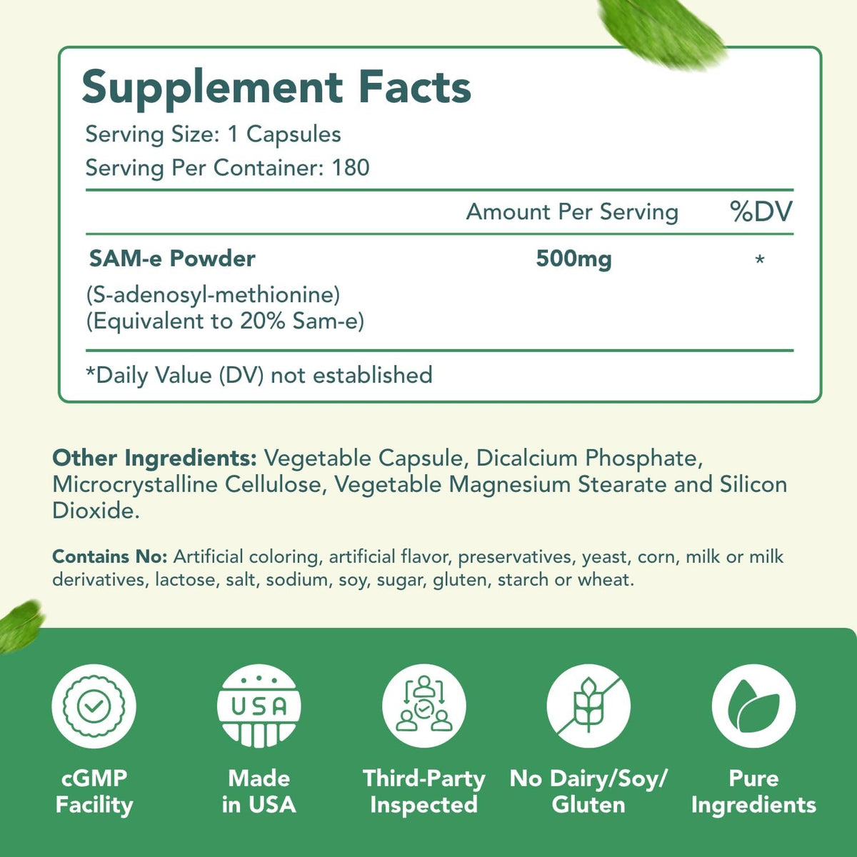 HealthyWayRx 500mg SAM-e Supplement - S-Adenosyl-L-Methionine Capsules for Brain, Liver & Mood Wellness (360 Servings) - görsel 6