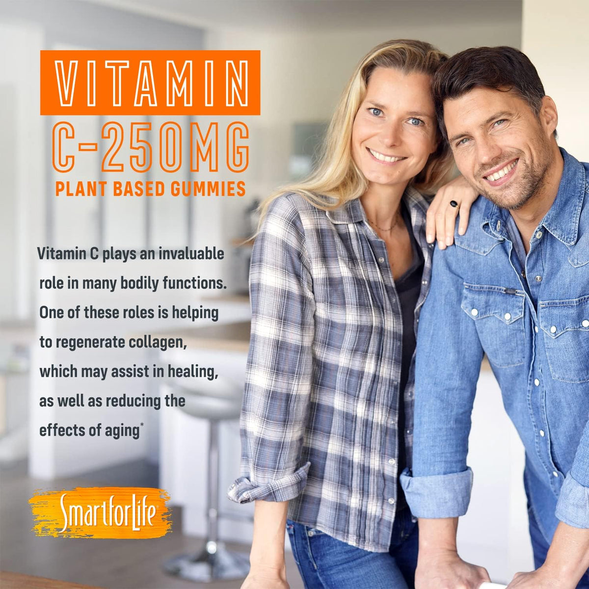 Smart for Life Vitamin C Gummies - Plant-Based Vegan Vitamin C Gummies Natural Orange Flavour - Immune Support Gummies for Adults and Kids - Non-GMO - Dietary Supplement - 60 Count - görsel 9