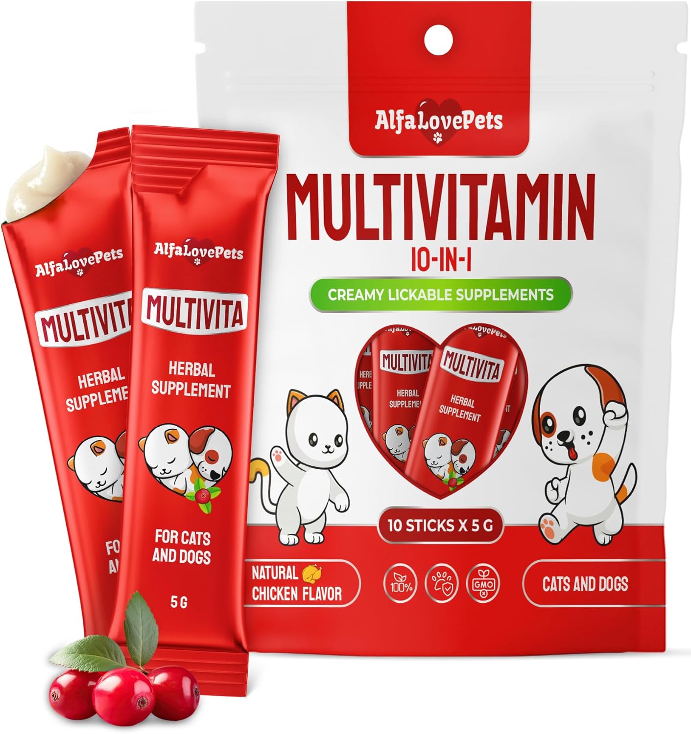 Liquid Multivitamin for Dogs – Cat Multivitamins for Indoor Cats – 10-in-1 Liquid Dog Vitamins B Complex, C, D3 – Digestion, Urinary, Hip & Joint, Skin & Coat – Cranberry Flavour – 60 ml - görsel 10