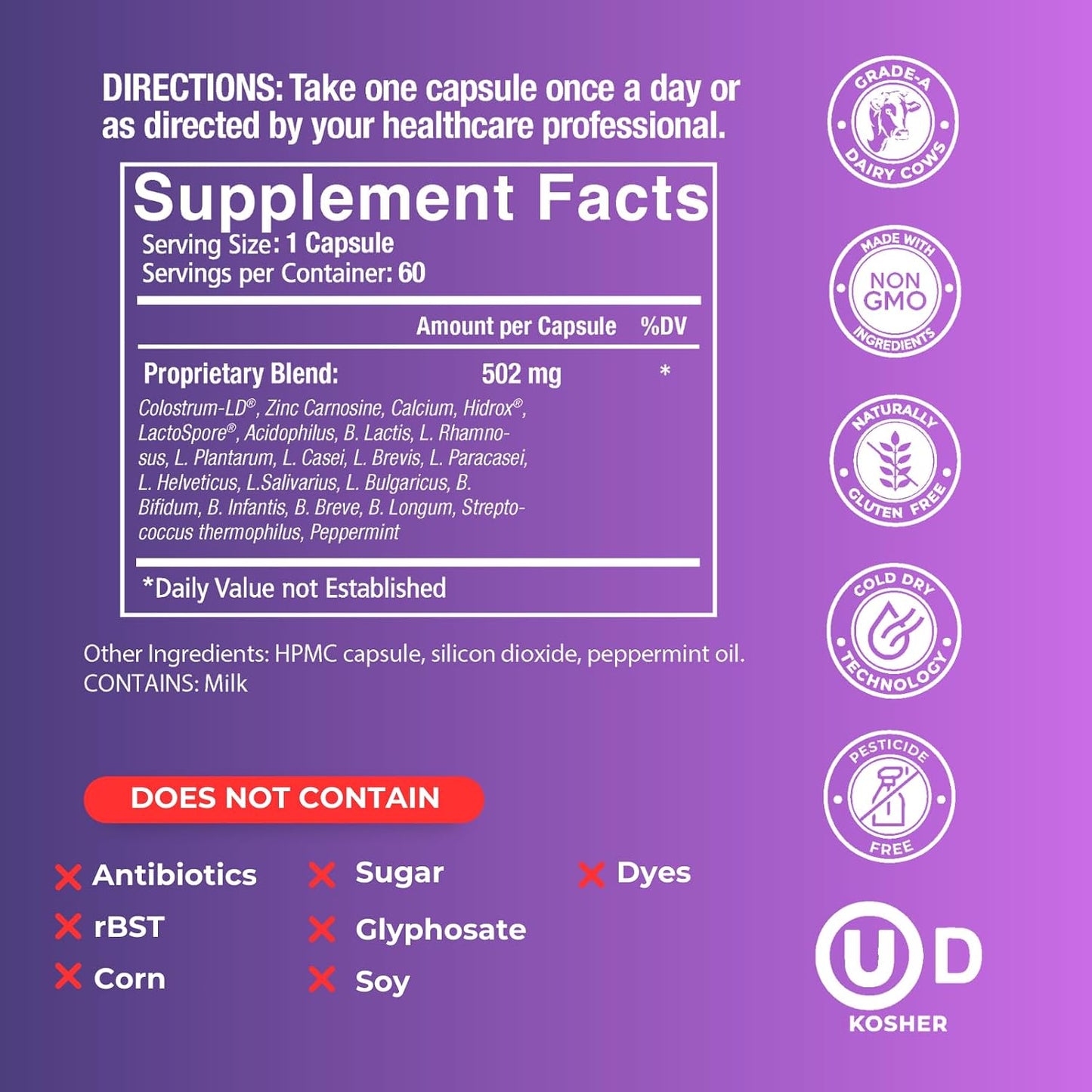 GastroDefense Stomach Armour - Shelf-Stable Prebiotic and Probiotic - Liposomal Colostrum-LD Enhanced. Beneficial Strains Colonise and Promote Gut Health, Designed for Adult Women and Men - görsel 8