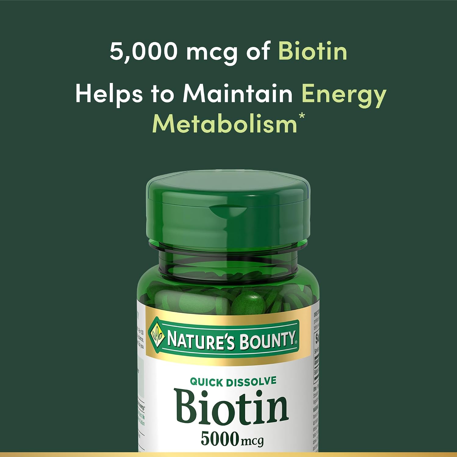 Nature's Bounty Biotin 5000 mcg, 60 Quick Dissolve Tablets for Hair, Skin & Nails - görsel 3