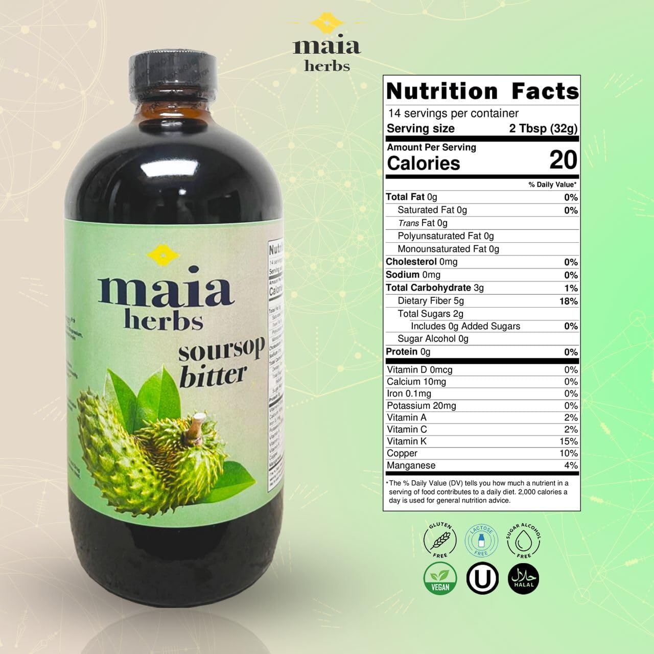 Maia Herbs Soursop Bitters Liquid, 16oz - görsel 3