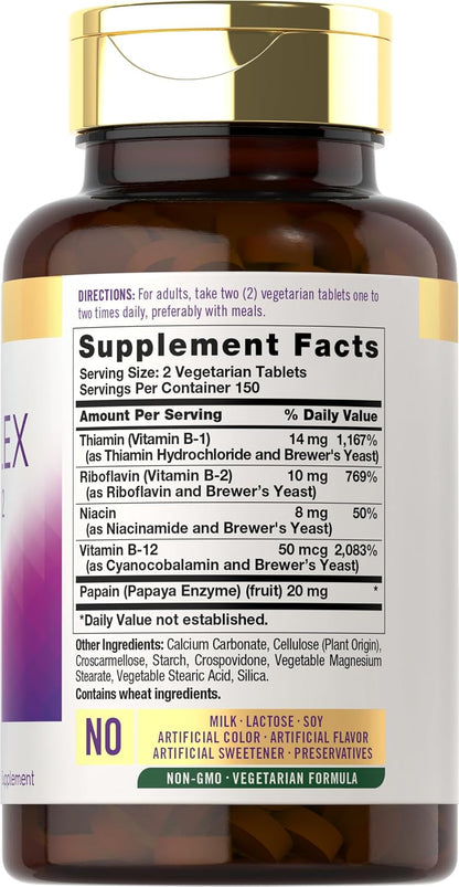 Carlyle B-Complex with B12 - High Potency, Vegetarian Formula, 300 Tablets