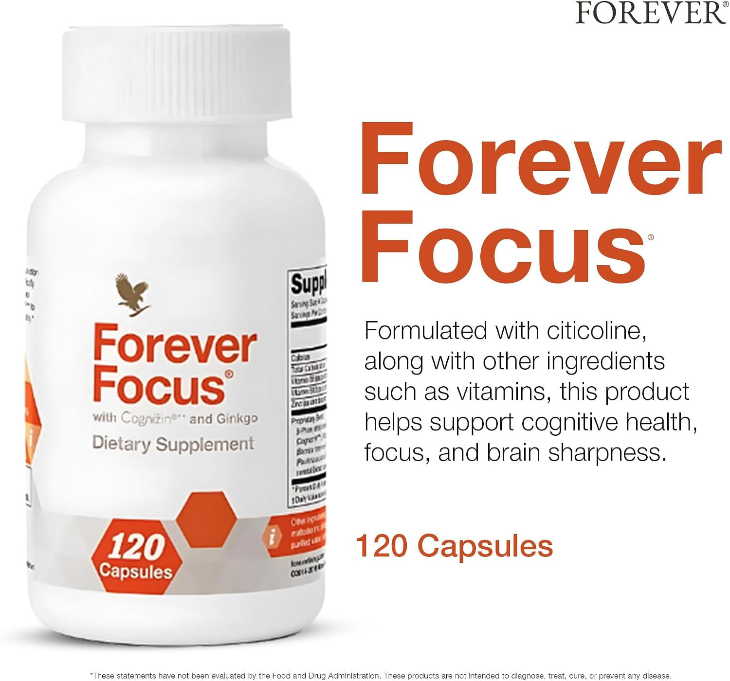 Forever Focus - Brain Clarity and Focus Supplement with Cognizin, Bacopa, and B Vitamins (120 Capsules) - görsel 2